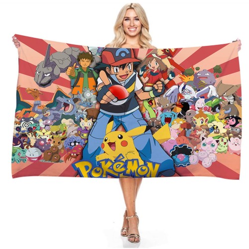 Ręcznik Pokemon na plażę basen szybkoschnący chłonący dobrze wodę pikachu typ 2.jpeg