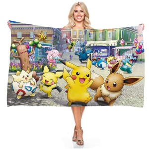 Ręcznik z nadrukiem Pokemon Pikachu 75x 150 cm chłonący wodę snp