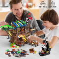Klocki Zestaw Piracka Wyspa 3w1 Port Piratów 781 Elementów ze Światłem LED